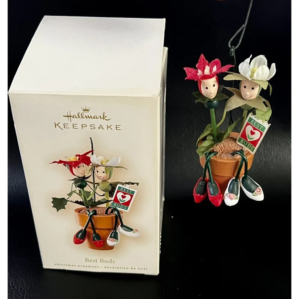 Hallmark Ornament Best Buds Two Flowers in a Flowerpot 2007 Christmas Keepsake